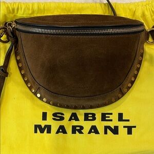 Isabel Marant Dark Brown Suede Studded Belt Bag